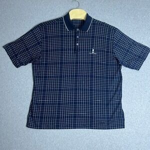 Bugatchi Uomo Men's "The Polo Fields" Blue Checkered Golf Polo‎ Shirt Size 2XL